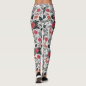 Flamingo nahtloses Muster mit blumengeschmücktem H Leggings (Rückseite)