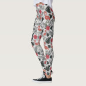 Flamingo nahtloses Muster mit blumengeschmücktem H Leggings (Links)