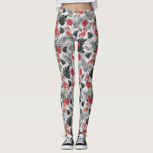 Flamingo nahtloses Muster mit blumengeschmücktem H Leggings