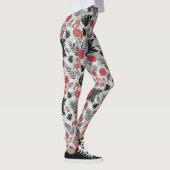 Flamingo nahtloses Muster mit blumengeschmücktem H Leggings (Rechts)