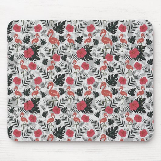 Flamingo nahtloses Muster mit blumengeschmücktem H Mousepad (Vorne)