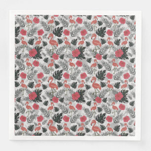 Flamingo nahtloses Muster mit blumengeschmücktem H Serviette