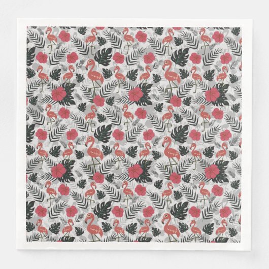 Flamingo nahtloses Muster mit blumengeschmücktem H Serviette (Vorderseite)