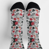 Flamingo nahtloses Muster mit Blumenhintergrund w Socken (Oben)