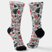 Flamingo nahtloses Muster mit Blumenhintergrund w Socken (Gewinkelt)