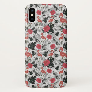 Flamingo nahtloses Muster mit floralem Hintergrund Case-Mate iPhone Hülle
