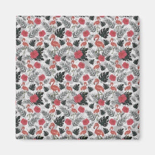 Flamingo-Nahtloses Muster mit floralem Hintergrund Magnet