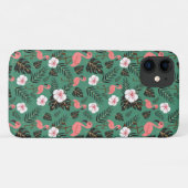 Flamingo nahtloses Muster rosa auf grünem Hintergr Case-Mate iPhone Hülle (Rückseite (Horizontal))