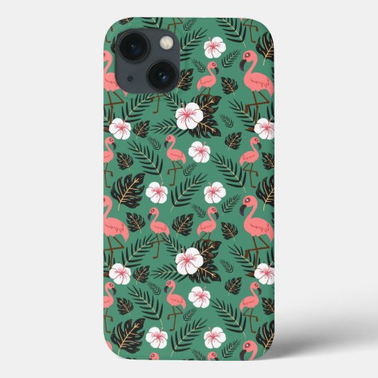 Flamingo nahtloses Muster rosa auf grünem Hintergr Case-Mate iPhone Hülle (Rückseite)