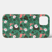 Flamingo nahtloses Muster rosa auf grünem Hintergr Case-Mate iPhone Hülle (Rückseite (Horizontal))