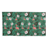 Flamingo nahtloses Muster rosa auf grünem Hintergr Kissenbezug (Rückseite-Rechts)