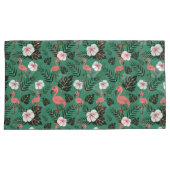 Flamingo nahtloses Muster rosa auf grünem Hintergr Kissenbezug (Vorderseite-Rechts)