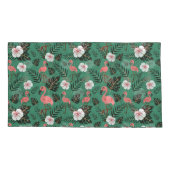 Flamingo nahtloses Muster rosa auf grünem Hintergr Kissenbezug (Rückseite-Links)