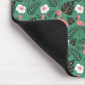 Flamingo nahtloses Muster rosa auf grünem Hintergr Mousepad (Ecke)