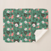 Flamingo nahtloses Muster rosa auf grünem Hintergr Sherpadecke (Vorderseite (Horizontal))