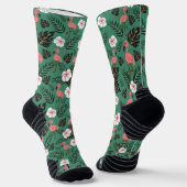 Flamingo nahtloses Muster rosa auf grünem Hintergr Socken (Gewinkelt)