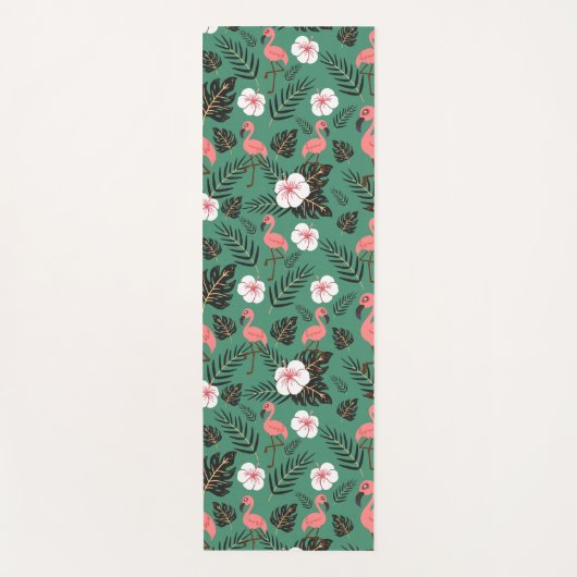 Flamingo nahtloses Muster rosa auf grünem Hintergr Yogamatte (Vorderseite)
