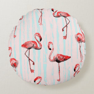 Flamingo nahtloses Muster Rundes Kissen