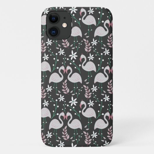 Flamingo nahtloses Muster weiß auf dunklem Hinterg Case-Mate iPhone Hülle (Rückseite)