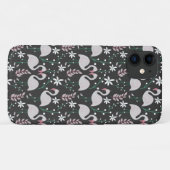 Flamingo nahtloses Muster weiß auf dunklem Hinterg Case-Mate iPhone Hülle (Rückseite (Horizontal))