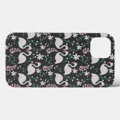 Flamingo nahtloses Muster weiß auf dunklem Hinterg Case-Mate iPhone Hülle (Rückseite (Horizontal))