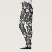 Flamingo nahtloses Muster weiß auf dunklem Hinterg Leggings (Links)
