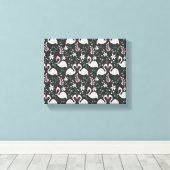 Flamingo nahtloses Muster weiß auf dunklem Hinterg Leinwanddruck (Insitu (Holzboden))