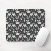 Flamingo nahtloses Muster weiß auf dunklem Hinterg Mousepad (Mit Mouse)