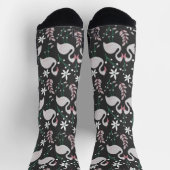 Flamingo nahtloses Muster weiß auf dunklem Hinterg Socken (Oben)