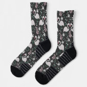 Flamingo nahtloses Muster weiß auf dunklem Hinterg Socken (Links)