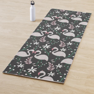 Flamingo nahtloses Muster weiß auf dunklem Hinterg Yogamatte