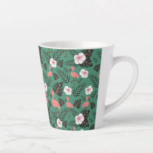 Flamingo Nahtlosmuster rosa auf grünem Hintergrund Milchtasse
