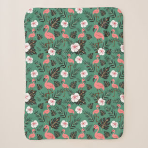 Flamingo Nahtlosmuster rosa auf grünem Hintergrund Sherpadecke