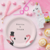 Flamingo Name Wedding Pappteller (Party)