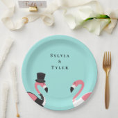 Flamingo Name Wedding Pappteller (Hochzeit)