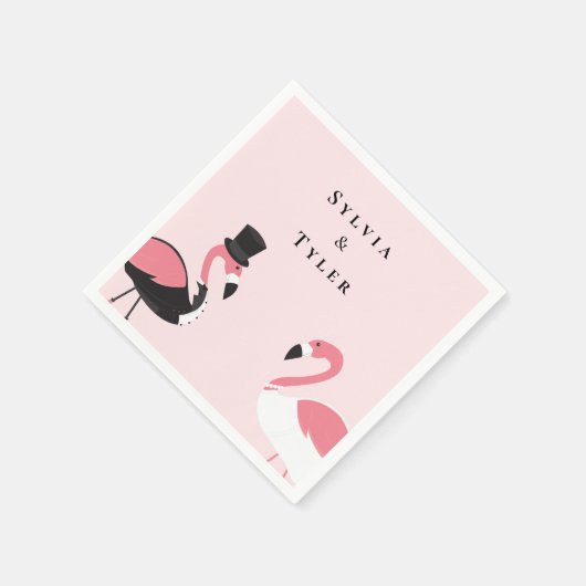 Flamingo Name Wedding Serviette (Ecke)