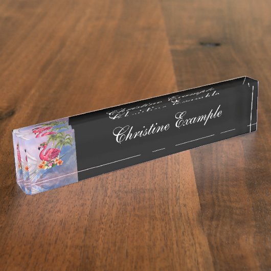 Flamingo Namensplakette (Seite)