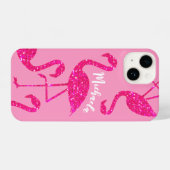 Flamingo Neon rosa Glitzern Personalisieren Sie Ih iPhone Hülle (Rückseite (Horizontal))