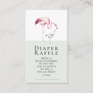 Flamingo Neutral Baby Duwer Diaper Raffle Ticket Begleitkarte