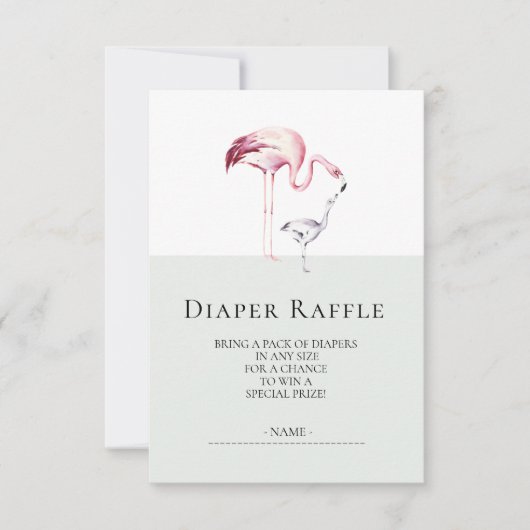 Flamingo Neutral Baby Duwer Diaper Raffle Ticket Einladung (Vorderseite)