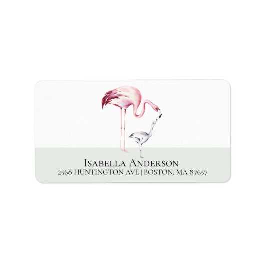 Flamingo Neutral Baby Shower Address Label Adressaufkleber (Vorne)