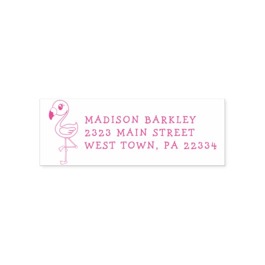 Flamingo Niedlich Tropical Kids Rücksendeadresse B Permastempel (Design)
