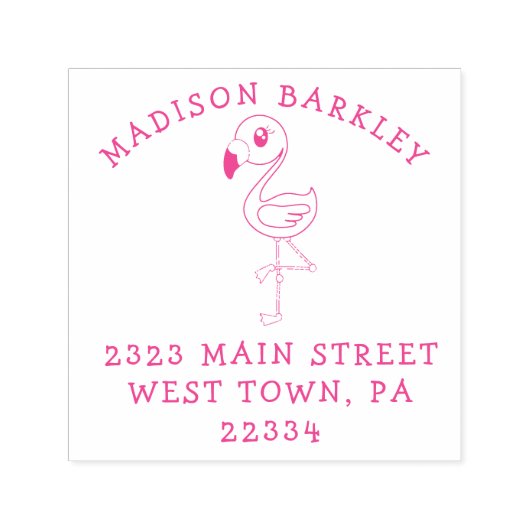 Flamingo Niedlich Tropical Kids Rücksendeadresse B Permastempel (Design)