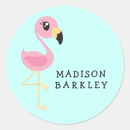Flamingo Niedlich Tropical Kids Umschlag Aufkleber (Vorderseite)