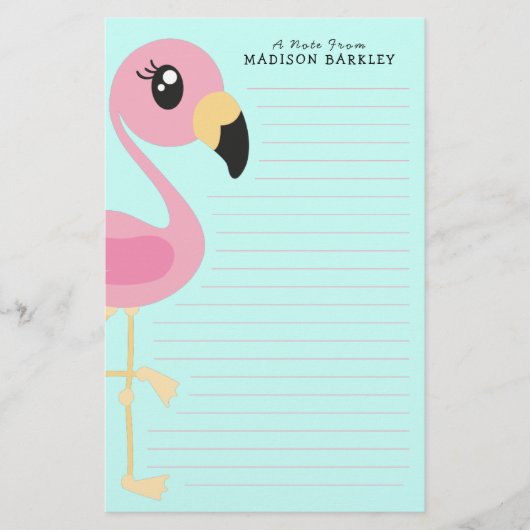 Flamingo Niedliche Tropenkinder Briefpapier (Vorderseite)