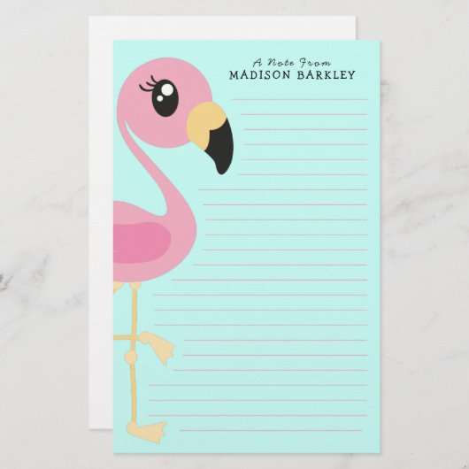 Flamingo Niedliche Tropenkinder Briefpapier (Vorne/Hinten)