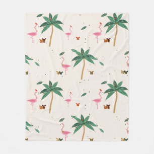 Flamingo Noël Weihnachts-Fleece-Decke Creme Fleecedecke