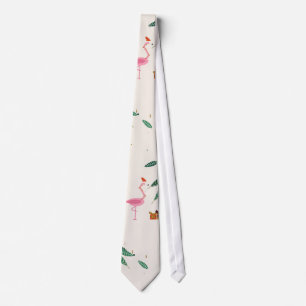 Flamingo Noël Weihnachts-Schlips Creme Krawatte