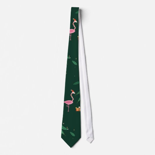 Flamingo Noël Weihnachtskrawatte Smaragd Krawatte (Vorderseite)