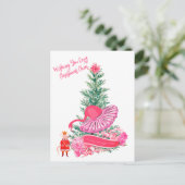 Flamingo Nutcracker Ballet Custom Christmas Postkarte (Stehend Vorderseite)